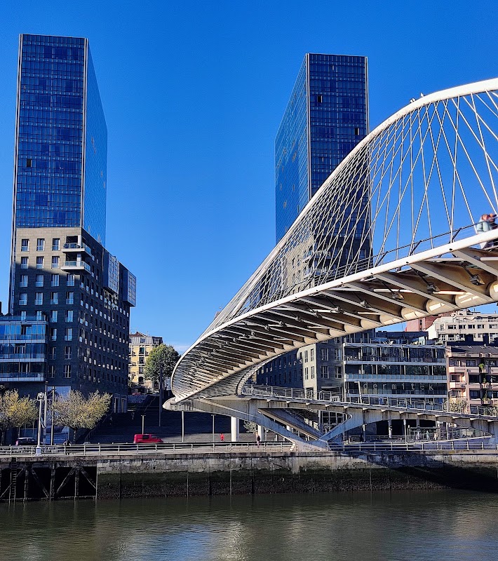 Paseo por el puente Zubizuri en Bilbao