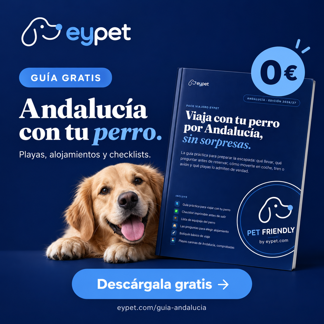 Portada de la guía EYPET para viajar con perro por Andalucía, edición 2026/27